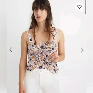 Madewell Silk Tie-Front Cami Top in
Wildflower Garden